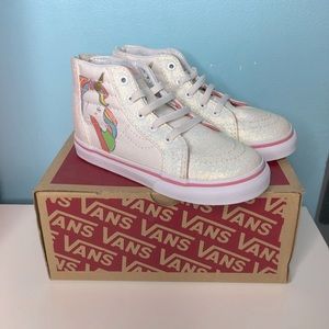 (NWT) Toddler Vans Sk8-Hi Zip Unicorn Rainbow/White Glitter